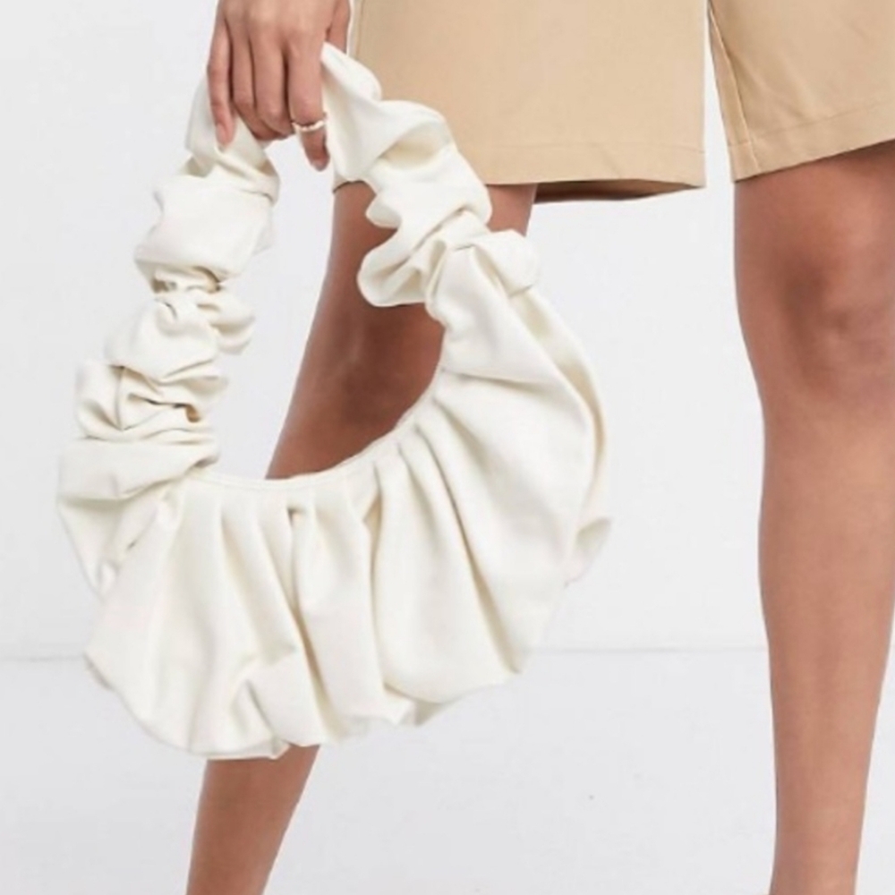 ASOS DESIGN super ruched grab clutch bag in off white| NWOT - Picture 2 of 8